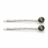 Conjunto de dois ganchos prateados com cristal fumado