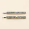 Conjunto de dois ganchos prateados retos com strass