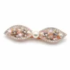 Gancho automático rosa dourado com folhas, pérola e strass