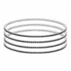 Conjunto de quatro pulseiras prateadas com cristais pretos