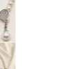 Colar Comprido de Pérolas com Laço de Cristais — Branco / Prateado, 120 cm