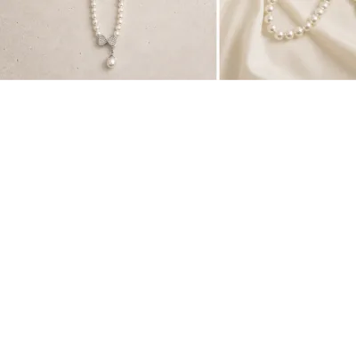 Full 120 cm pearl bow necklace 4972-Q001-1B