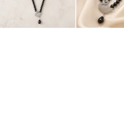 Full 120 cm black pearl swan necklace 4972-Q001-2A