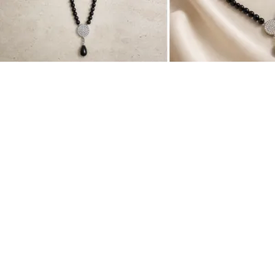 Full 120 cm black pearl disc necklace 4972-Q001-3A