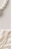 Colar de Pérolas com Pena de Cristais — Branco / Prateado, 120 cm