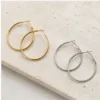 Brincos de argola redondos lisos em dourado e prateado, 40 mm