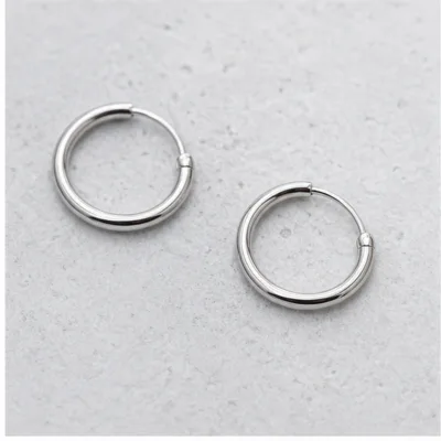 Brincos de Argola Pequenos Lisos 15 mm — Dourado ou Prateado - B — Prateado