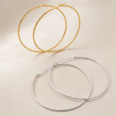 Brincos Argola Finos Dourados ou Prateados | 50 mm — Dourado