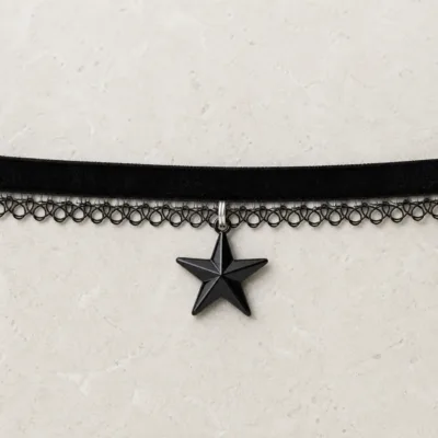 Gargantilha preta de veludo com estrela 5766-Q001-6