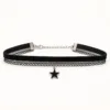 Gargantilha preta de veludo com estrela 5766-Q001-6