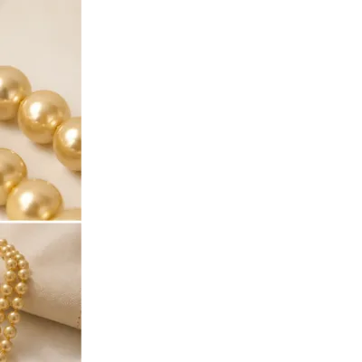 Colar Comprido de Pérolas Douradas 120 cm — Dourado, 120 cm / 10 mm