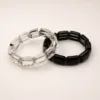 Pulseiras elásticas de contas de vidro transparente e preto