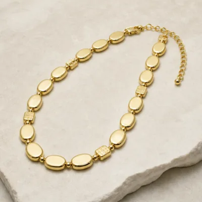 Colar de Elos Ovais Polidos — Dourado