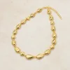 Colar de Elos Alternados em Forma de Gota — Dourado