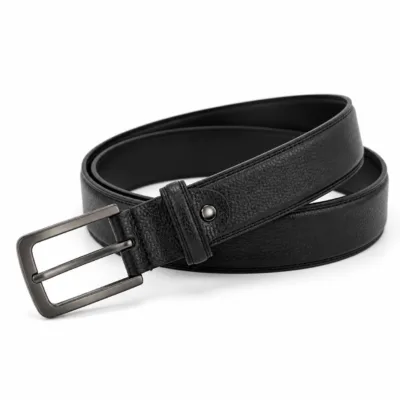 Cinto de homem preto em PU texturado de 4 cm