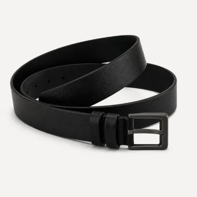 Cinto de homem preto em PU de 4 cm com fivela estreita