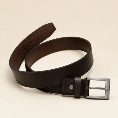 Cinto de homem castanho-escuro em PU com 4 cm