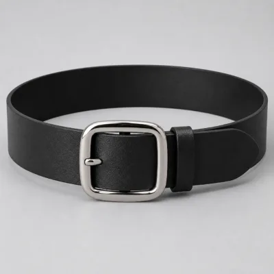 Cinto de homem preto em PU com 4 cm e fivela larga