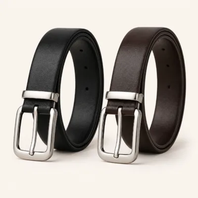 Cintos de homem em PU preto e castanho-escuro