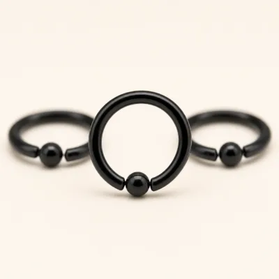 Piercing de Septo Preto — Conjunto de 3 Peças — Preto