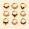 Piercing de Septo Dourado com Zircónias Vermelhas e Rosa — Dourado com zircónias vermelhas e rosa