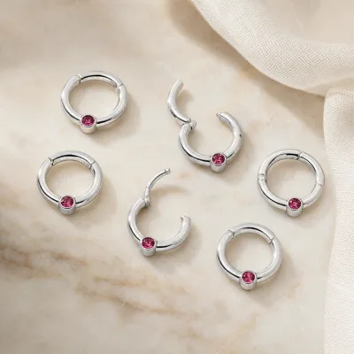 Piercing de septo em prata 925 com zircónia rosa