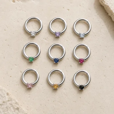 Piercing de Septo em Prata 925 com Zircónia Rosa — Prata 925 com zircónia rosa