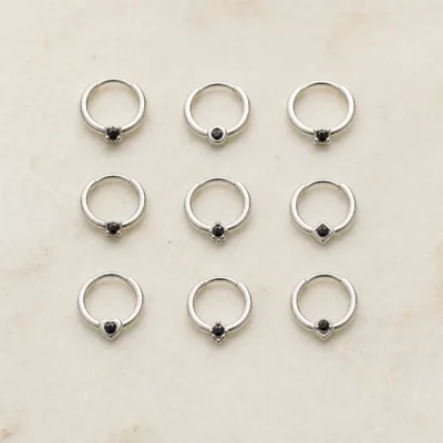 Piercing de Septo em Prata 925 com Zircónia Preta — Prata 925 com zircónia preta