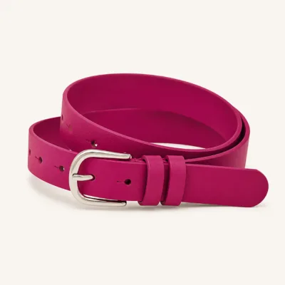 Cinto de senhora rosa-framboesa em PU com fivela prateada