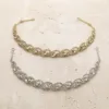 Acessório de cabelo para noiva com folhas de zircónia em dourado e prateado