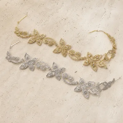 Acessório de cabelo para noiva com borboletas em dourado e prateado