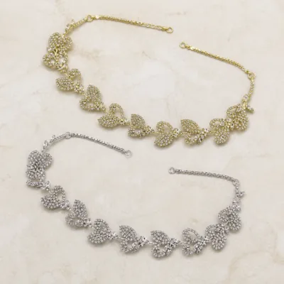 Acessório de cabelo para noiva com folhas em dourado e prateado