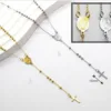 Medallion and Cross Bead Necklace in Gold or Silver | 83703-02-1, 83703-02-1