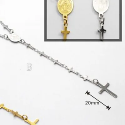 Cross Link Medallion Necklace in Gold or Silver | 83704-02, 83704-02