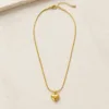 Colar Aço Inoxidável Coração com Cristal-Dourado e Prateado — Dourado