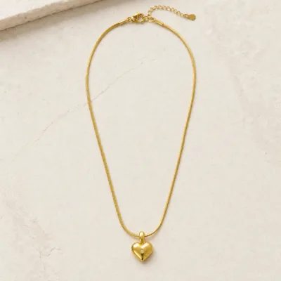 Colar Aço Inoxidável Coração com Cristal-Dourado e Prateado — Dourado