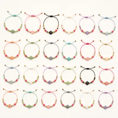 Conjunto completo de 24 pulseiras de cordão com flores