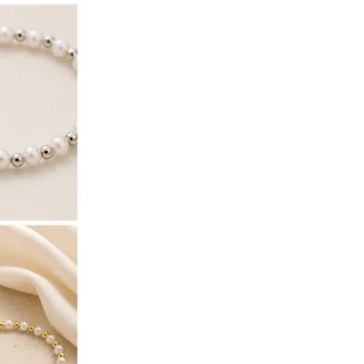 Conjunto de Duas Pulseiras de Pérolas com Estrela — Conjunto Prateado e Dourado (2 Peças)