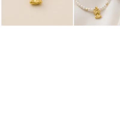 Pulseira de Pérolas com Pendente Anjo — Dourado