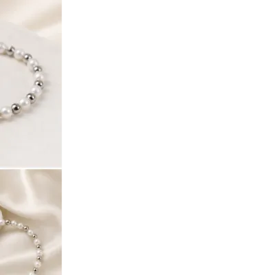 Pulseira de Pérolas com Medalha Estrela — Prateado