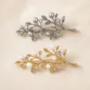 Alfinetes ramo com pérolas e cristais em prateado e dourado