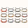 Conjunto completo de 12 pulseiras planas tecidas multicolores
