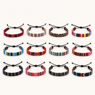 Conjunto completo de 12 pulseiras com padrões étnicos