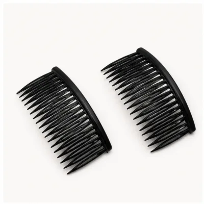 Conjunto de duas travessas de cabelo pretas com 18 dentes