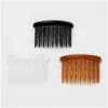 Conjunto de três travessas de cabelo com 17 dentes em preto, castanho e transparente