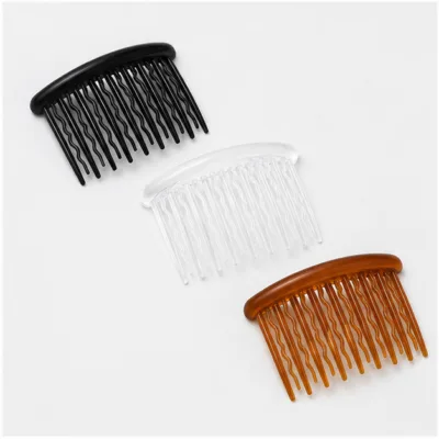 Três travessas de cabelo de 8 cm vistas em ângulos diferentes