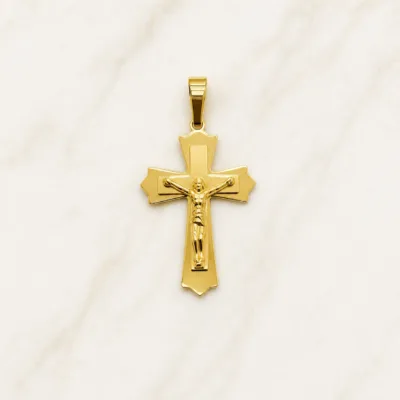 Pendente Crucifixo em Aço — Dourado