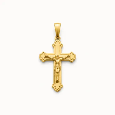 Stainless Steel Crucifix Pendant — Gold Tone