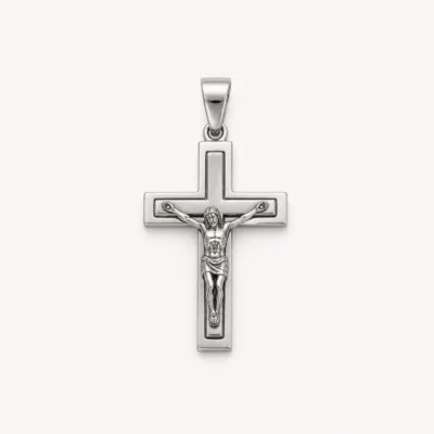 Stainless Steel Crucifix Pendant — Silver Tone
