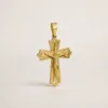 Stainless Steel Crucifix Pendant with Greek Key Detail — Gold Tone